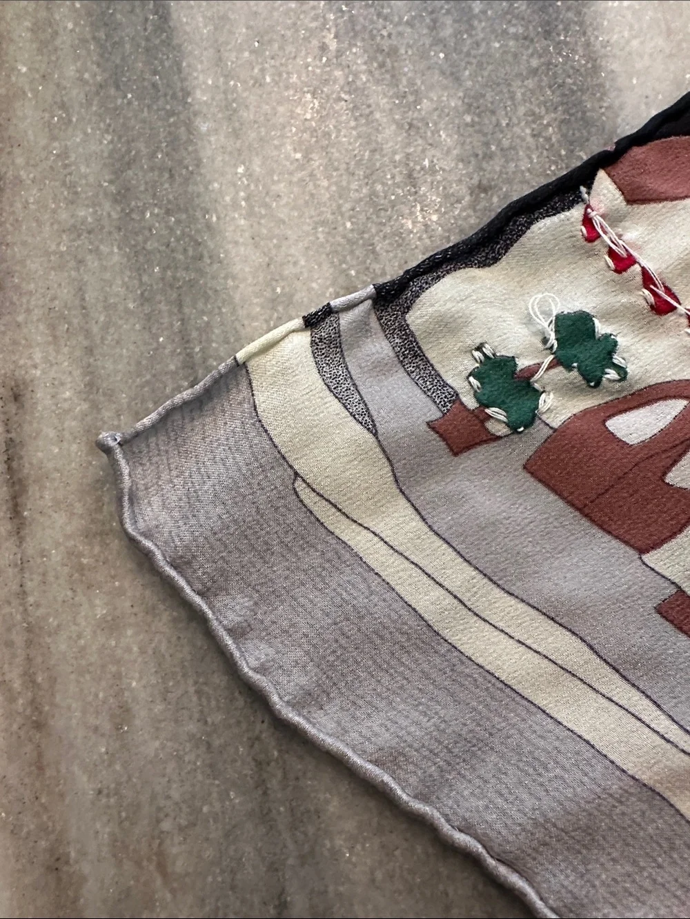 Silk beaded French scarf